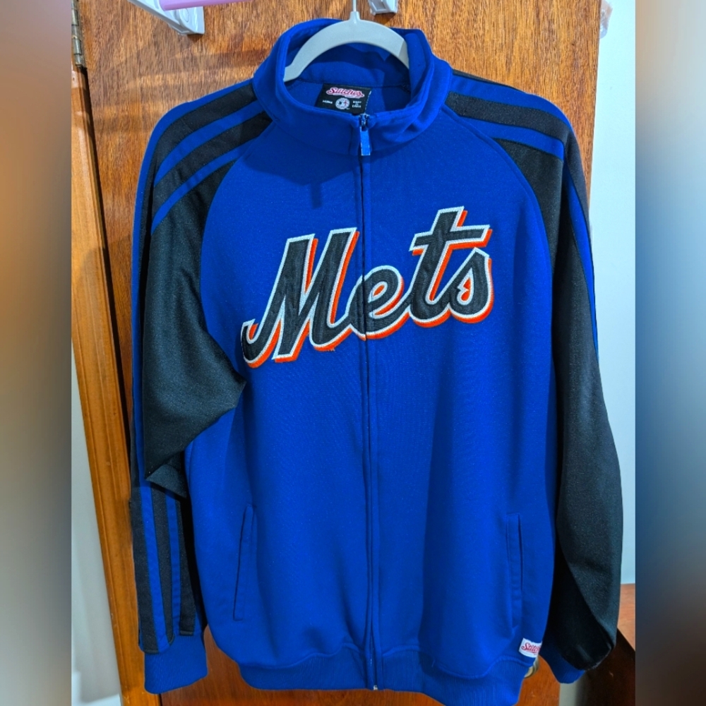 Stitches Athletic Gear NY Mets Royal Blue & Black Size Medium Track Jacket
